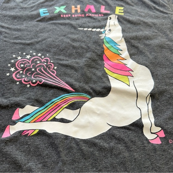 Yoga Unicorn Cobra Pose Exhale Short Sleeve Men's Large T-Shirt Heathered Grey - Picture 3 of 10
